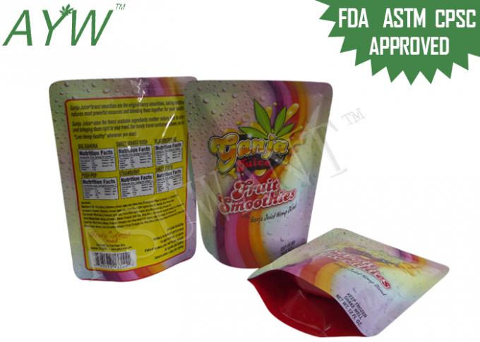Eco Friendly Stand Up Foil Pouches Cold Resistant , Commercial Zip Up Plastic Bags For Juice Packaging
