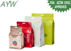 Sacos plásticos de fundo plano reclamações / foscos reclosáveis ​​com janela de panela de chá transparente