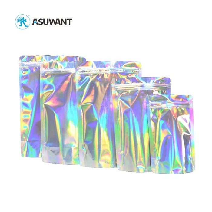 Sacos de embalagem de holograma para folha de bloqueio de zíper Mylar Custom Mylar cheiro de alumínio Doypack
