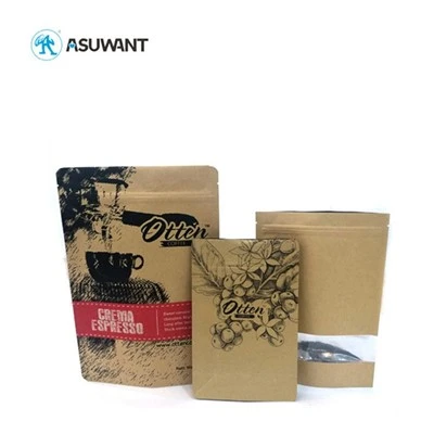 Stand -up Brown Paper Café Sacos de café Cusromizados Impressão sem janela