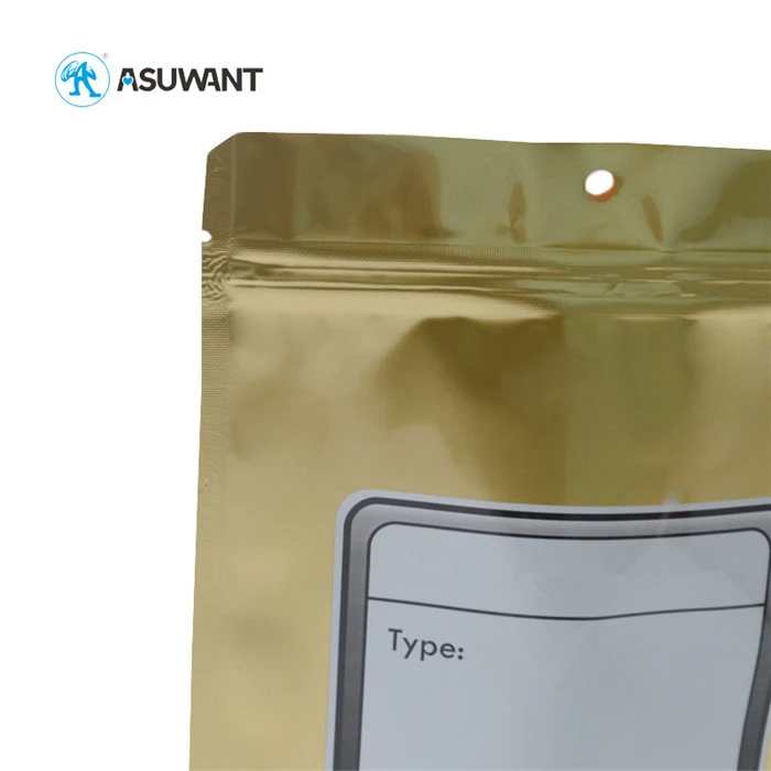 Stand Up Biodegradable Laminated Foil Plastic Vanilla Flower Seed Powder Zipper Food Bag With Small Window