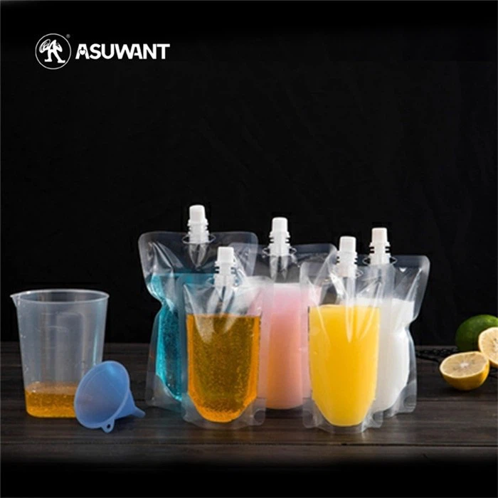 50Ml 100Ml 500Ml Water Liquid Jucie Packaging Clear Stand Up Spout Pouch For Soft Drink Fruit Juice