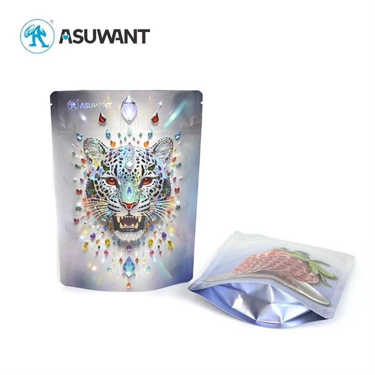 BRC Certification Spot UV Spot Varnish Hot Stamping Laser Plastic Zipper Smell Proof Mylar Bags Digital Printing factory