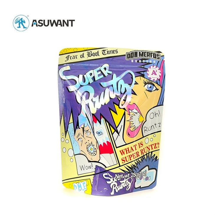 Resealable Exotic Candy Plastic Zipper Packaging 3.5g Smell Proof 3.5 Mylar Bags factory