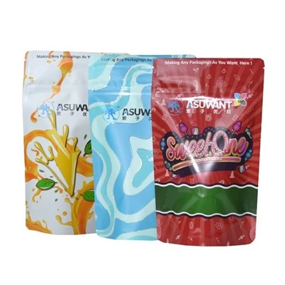 Sacos Ziplock Mylar resistentes a crianças à prova de cheiro Impressão digital Hot Stamping UV Spot Stand Up Pouch